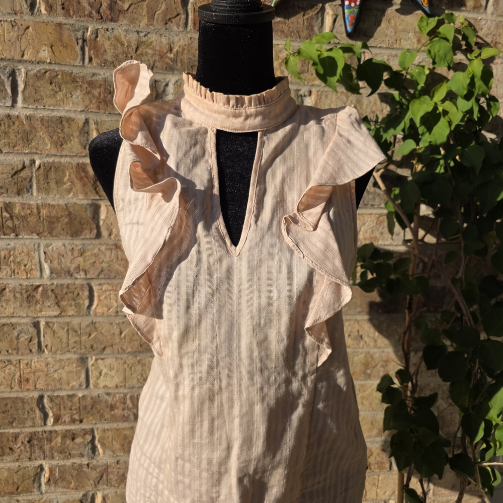 BCBGeneration Ruffled Keyhole Blouse - Cream